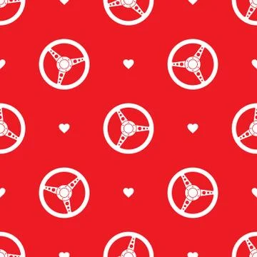 Car Steering Wheel Seamless Pattern with Hearts Stock Illustration