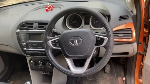 Car Steering wheel, shift lever and dashboard Video stock 163370168