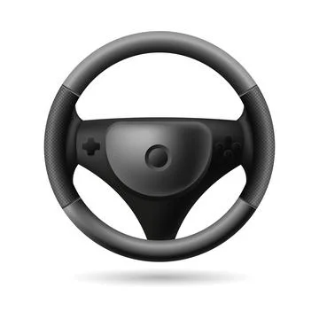 Car steering wheel template. Gray metal circle for comfortable driving Stock Illustration