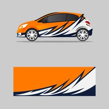 Car sticker wrap design vector. Graphic abstract lines racing background ki.. Stock Illustration