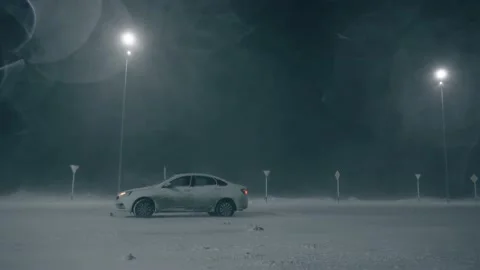 The car stopped to wait out the bad weather Stock Footage 170111532