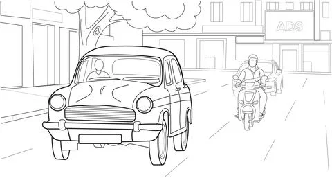 Car On Street Stock Illustration