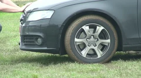 Car stuck in the mud (1) Stock Footage