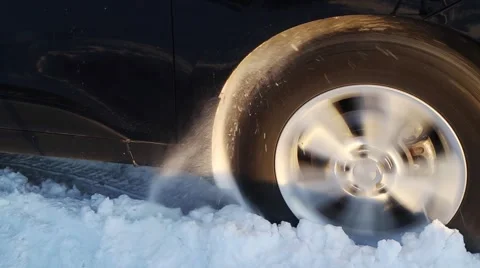 Car stuck in snow. Stock Footage