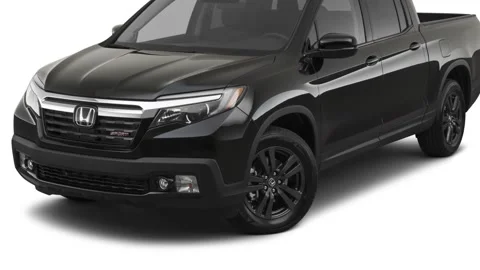 Car in studio Night Hawk Black Pearl 2020 Honda Ridgeline Sport pickup crew Stock Footage 160110127