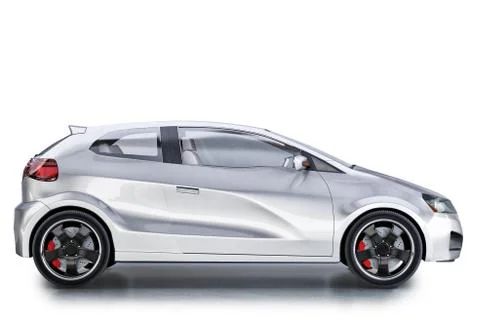 Car in studio side view - isolated on white Stock Photos