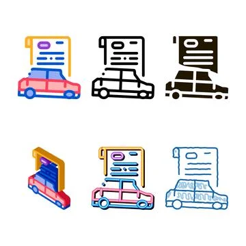 Car styles insurance icon vector outline Stock Illustration