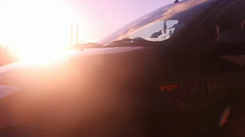 Car sunset, steady cam Stock Footage 38678068