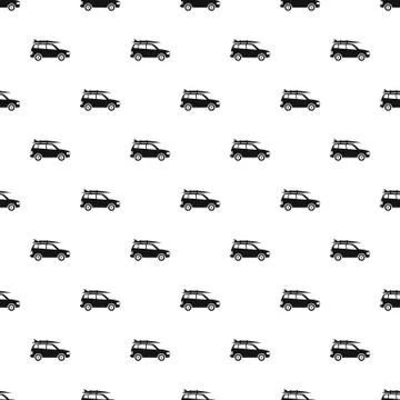 Car with surfboard pattern, simple style Stock Illustration