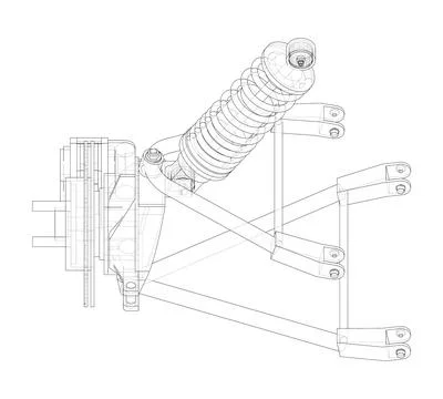 Car suspension with shock absorber Illustrazione stock