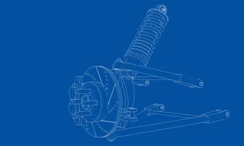 Car suspension with shock absorber. Vector 库存插图
