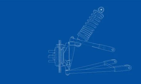 Car suspension with shock absorber. Vector Stock Illustration