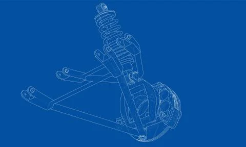 Car suspension with shock absorber. Vector Stock Illustration