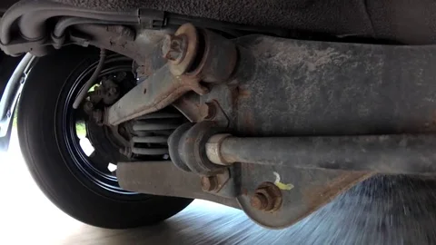 Car Suspension System In Motion Driving Car Fast Motion Stock Footage 77280474