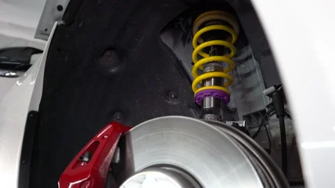 Car suspension tuning, coilover installation,new springs,new shock absorbers Stock Footage 139747036