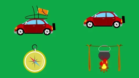 Car Suv Compass Lantern animation on green screen 3d clay model perfect Stock Footage 334704209