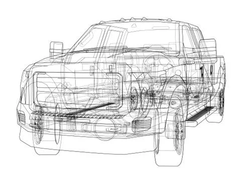 Car SUV drawing outline. Vector Stock Illustration