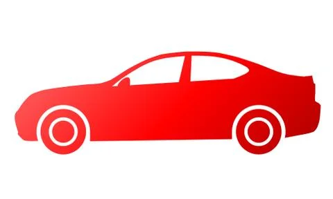 Car symbol icon - red gradient, 2d, isolated - vector Stock Illustration