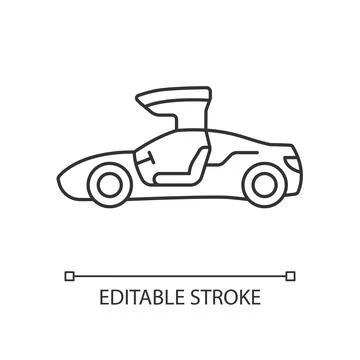 Car with synchro helix doors linear icon Stock Illustration