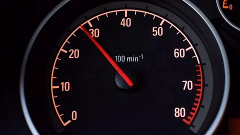 Car tachometer and moving pointer on it Stock Footage 70228734