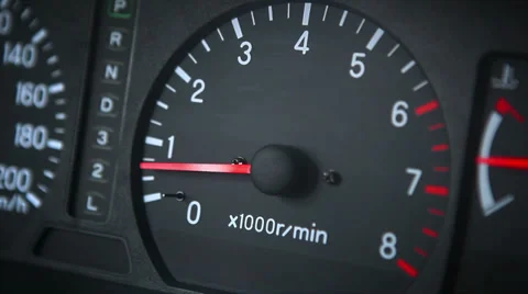 Car tachometer with red moving pointer. Stock Footage 37131594