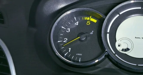 Car tachometer working, close up Stock Footage 98214411