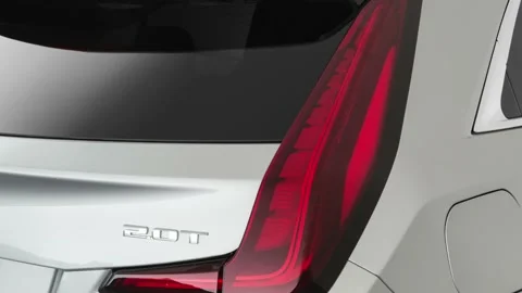 Car tail light close up Radiant Silver Metallic 2019 Cadillac XT4 Premium Luxury Stock Footage 160075654