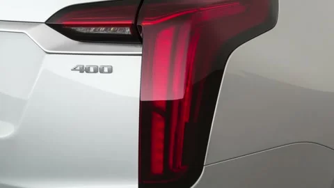 Car tail light close up Radiant Silver Metallic 2020 Cadillac XT6 Premium Luxury Stock Footage 160084489