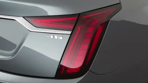 Car tail light close up Satin Steel Metallic 2019 Cadillac CT6 Premium Luxury Stock Footage 160075578