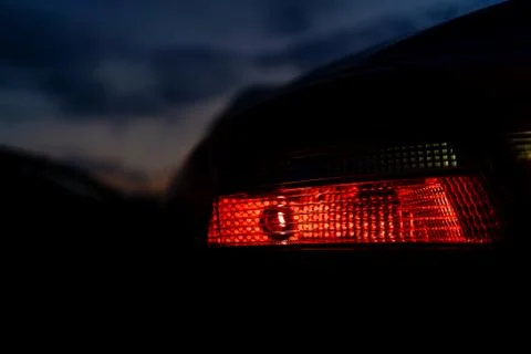 Car tail light at night close up Stock Photos