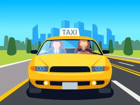 Car taxi driver. Client auto cab inside passenger man profession navigation Stock Illustration