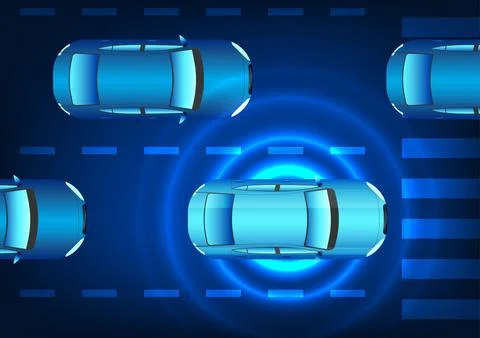 Car technology that has an alert system around the car when other cars are .. 스톡 일러스트