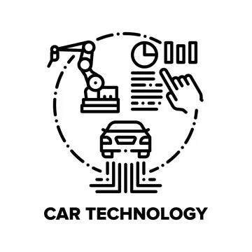 Car Technology Vector Concept Black Illustration Ilustración de archivo