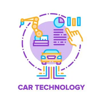 Car Technology Vector Concept Color Illustration Ilustración de archivo