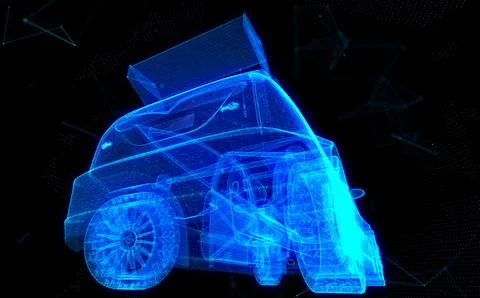 Car technology wireframe sketch perspective back view product background for イラスト素材