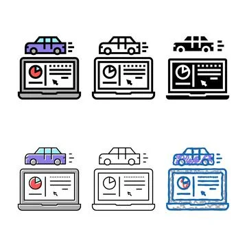 Car test computer program color variants icon vector Stock Illustration