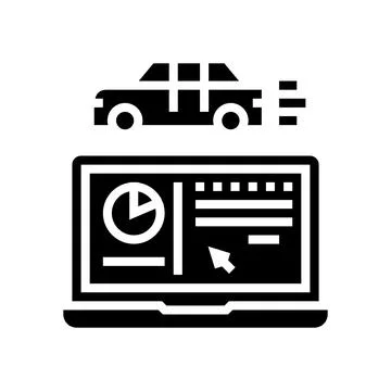 Car test computer program glyph icon vector illustration Stock Illustration