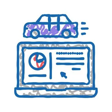 Car test computer program icon doodle illustration Stock Illustration