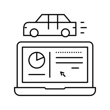 Car test computer program line icon vector illustration Stock Illustration