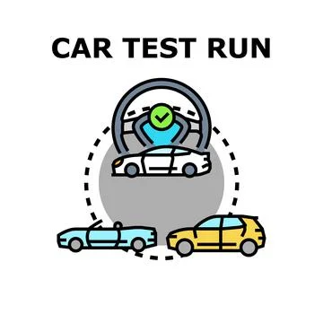 Car test run concept for vehicle quality checking Stock Illustration