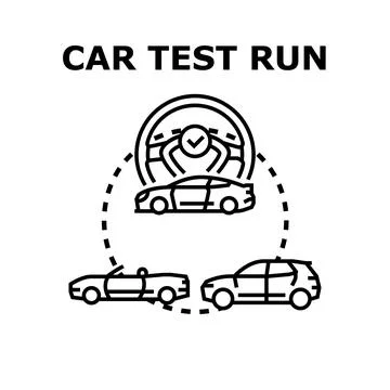 Car test run concept for vehicle quality checking Stock Illustration