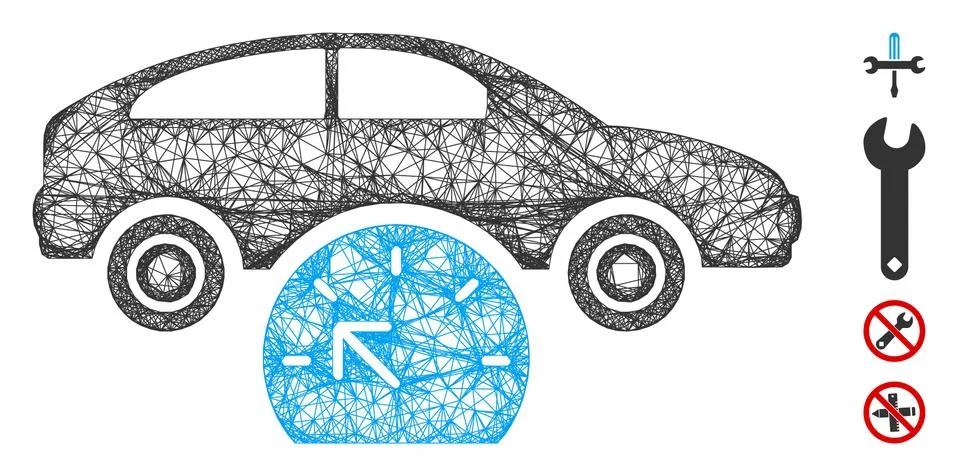 Car Testing Web Vector Mesh Illustration Stock Illustration