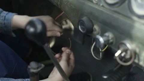 Car Thief Inside the Old Car Stock Footage 78013488