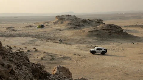 A car through the desert Stock Footage 59592463