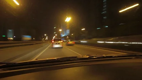 Car time lapse in the middle of the night traffic. 스톡 동영상 80188175