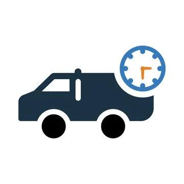 Car, time, watch, clock, fast, on time delivery icon Stock Illustration