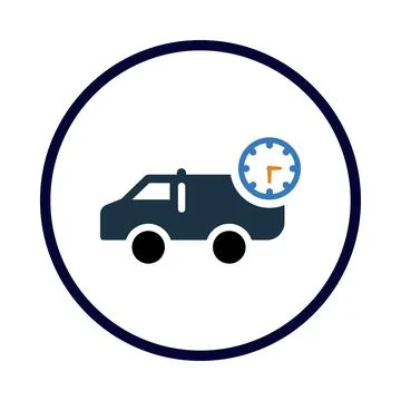 Car, time, watch, clock, fast, on time delivery icon Stock Illustration