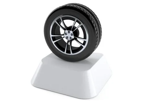 Car tire on computer key Stock Illustration