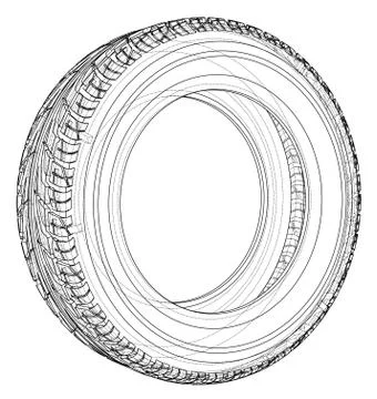 Car tire concept. Vector rendering of 3d Stock Illustration
