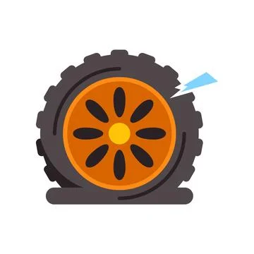 Car tire having a flat deflation problem Stock Illustration